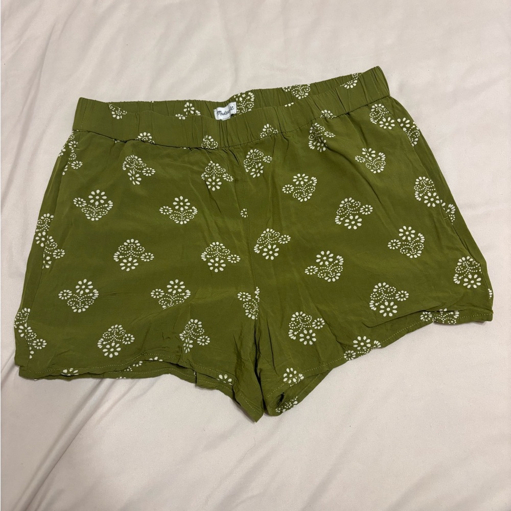 Madewell High Waist Green Floral Shorts